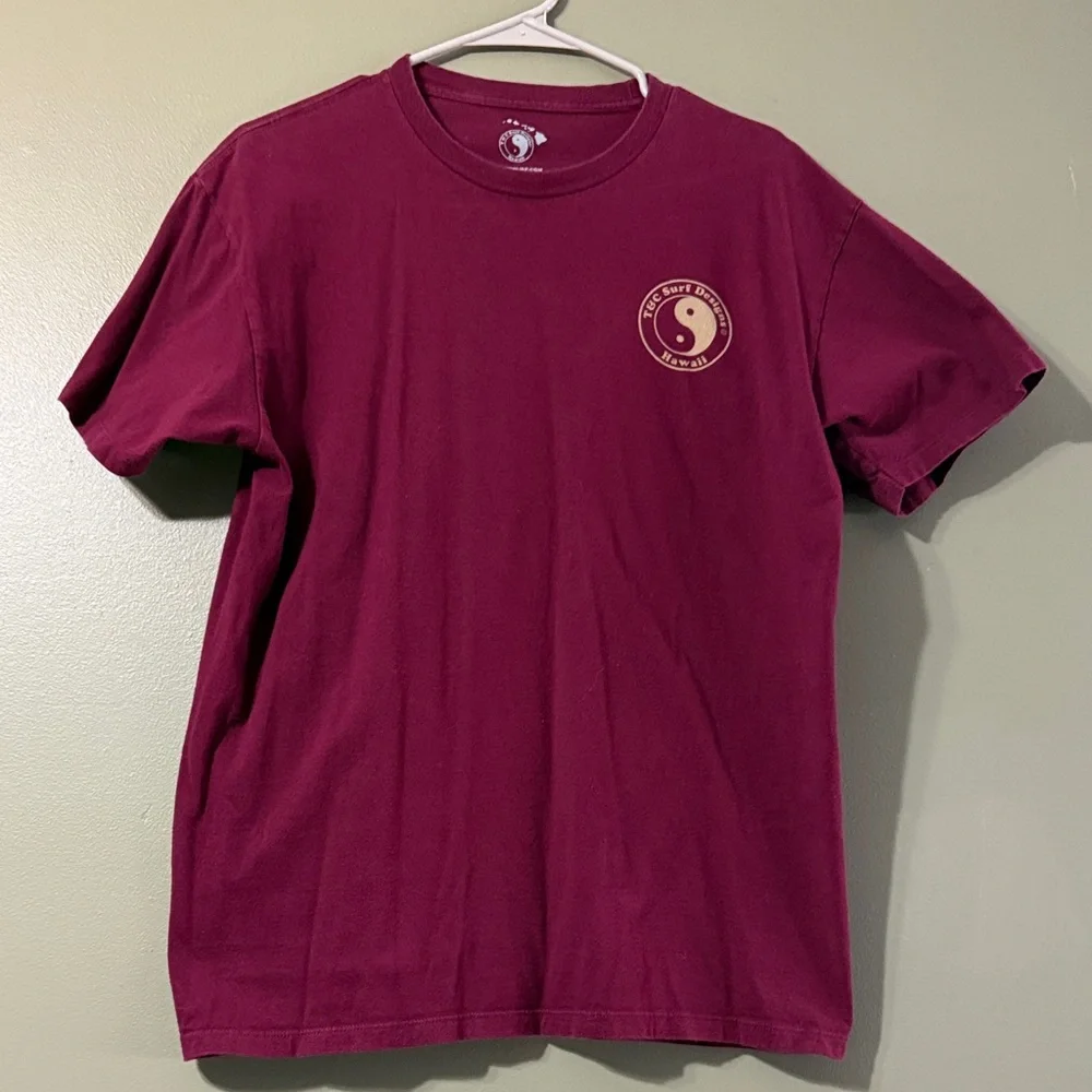 Men's Burgundy Yin Yang Short Sleeve Tee - Picture 1 of 3